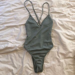 green one piece swimsuit